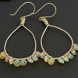 Handmade Ethiopian Opal Earrings 14kt gold.